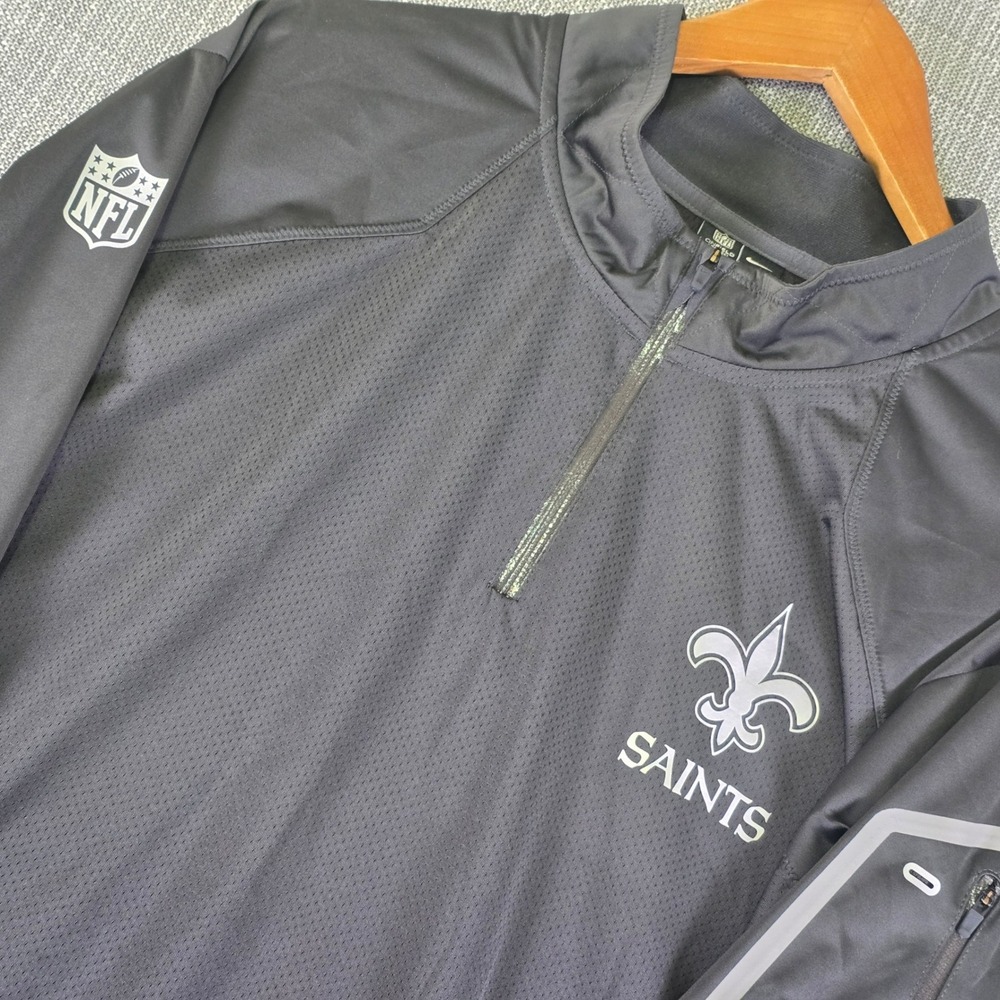 New Orleans Saints x Nike On-Field Pullover Mens XXL Gray 1/4 Zip Dri-FIT NFL